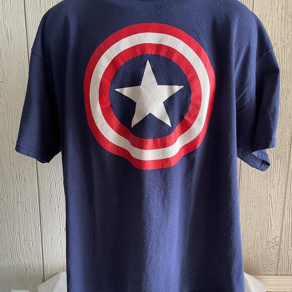Captain America Shield Star XL 2XL Mens T Shirt No Tag Navy Blue Marvel Comics - Picture 2 of 16